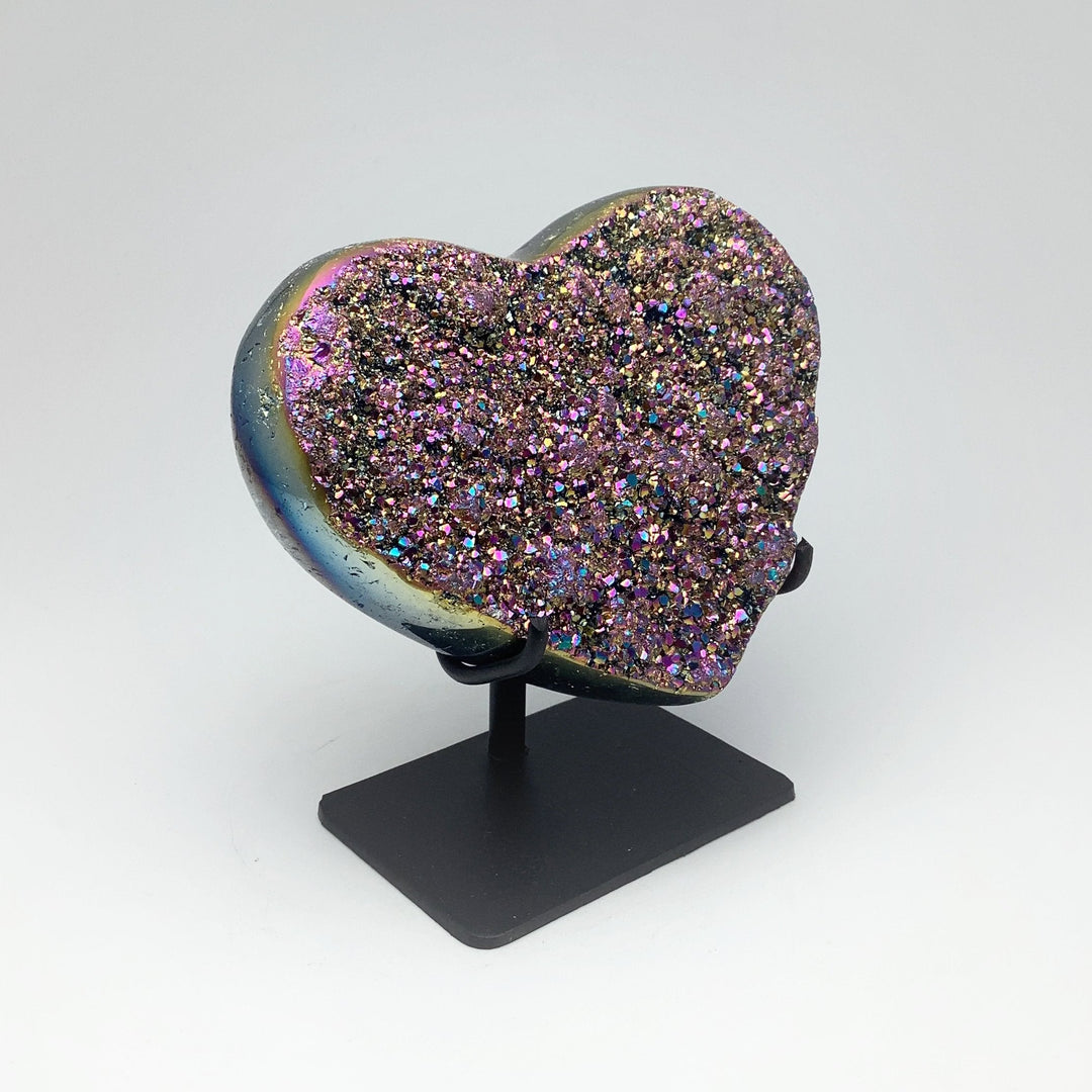 Titanium Quartz Heart on Stand - Rocks and Gems Canada