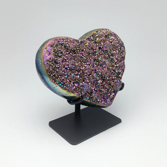 Titanium Quartz Heart on Stand - Rocks and Gems Canada