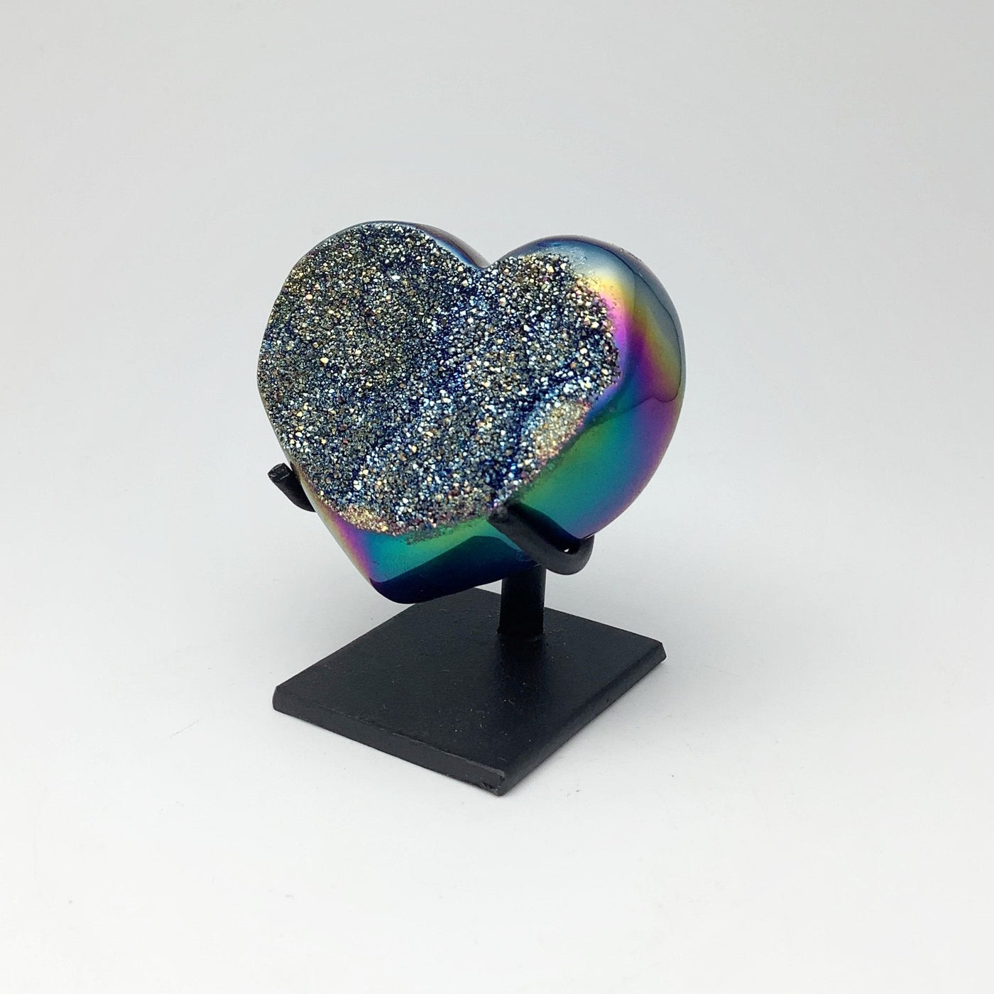 Rainbow Quartz Heart on Stand
