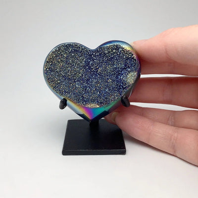 Rainbow Quartz Heart on Stand