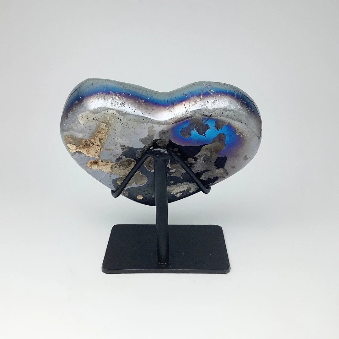 Titanium Quartz Heart on Stand - Rocks and Gems Canada
