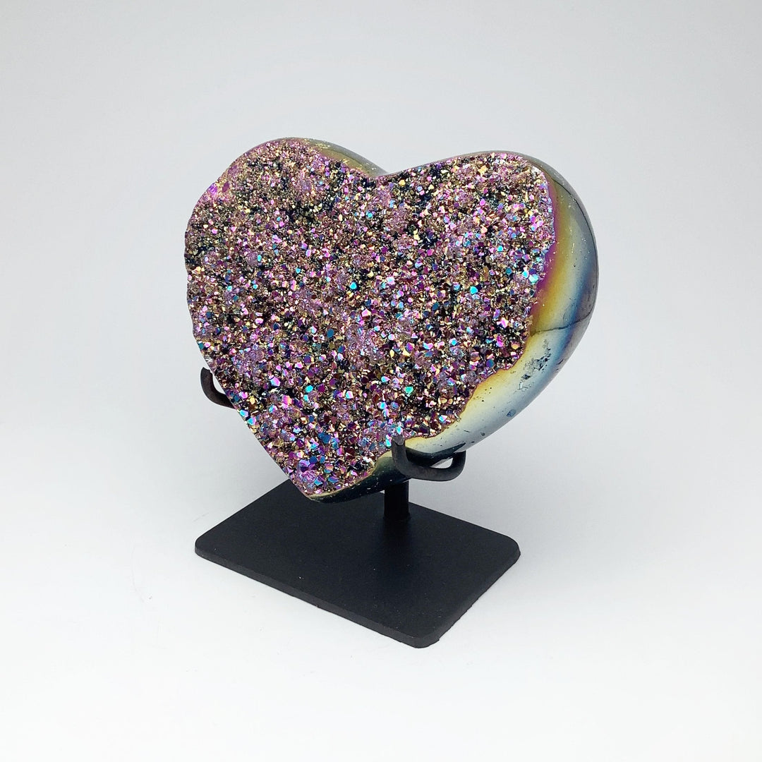 Titanium Quartz Heart on Stand - Rocks and Gems Canada