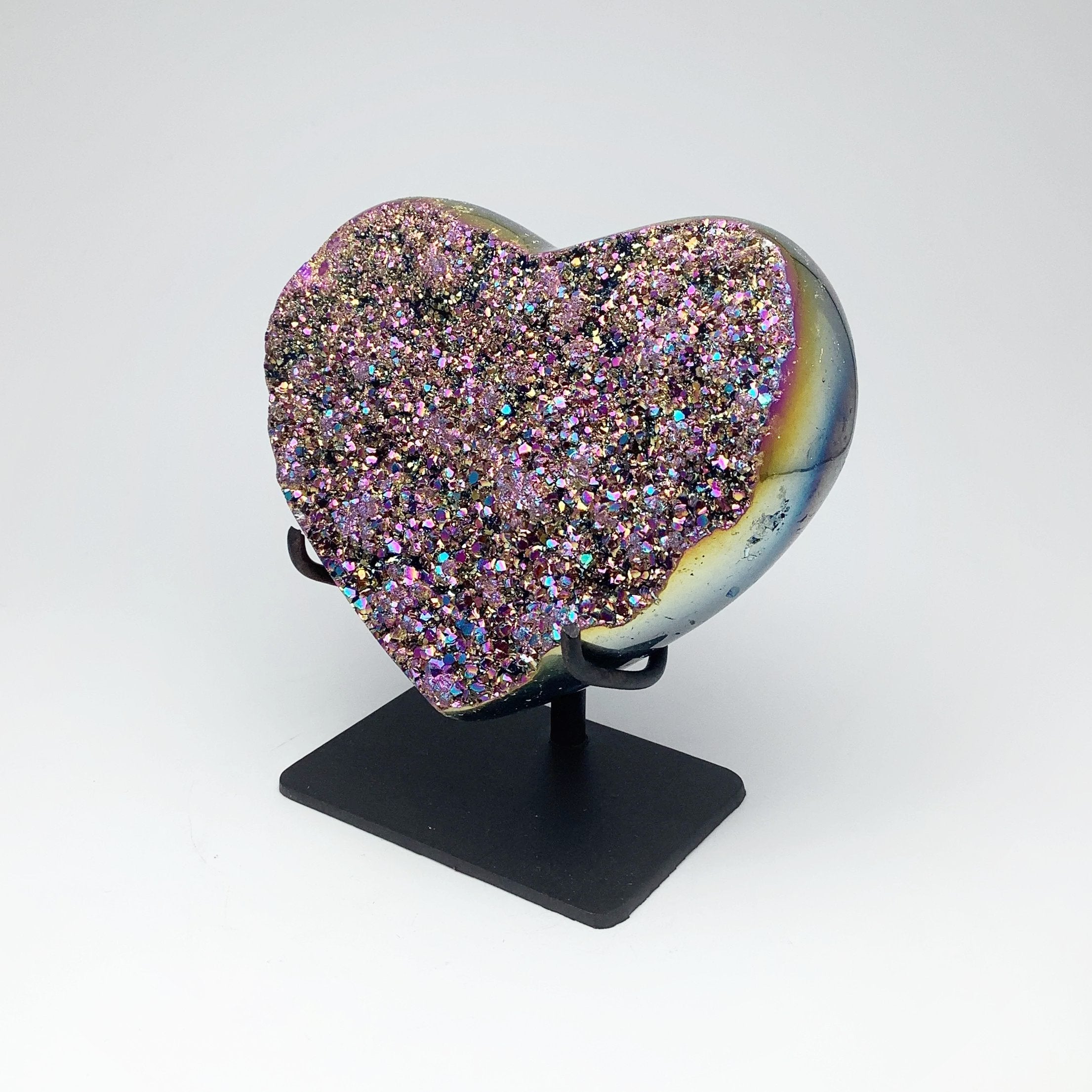 Titanium Quartz Heart on Stand - Rocks and Gems Canada