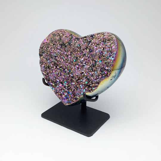 Titanium Quartz Heart on Stand - Rocks and Gems Canada