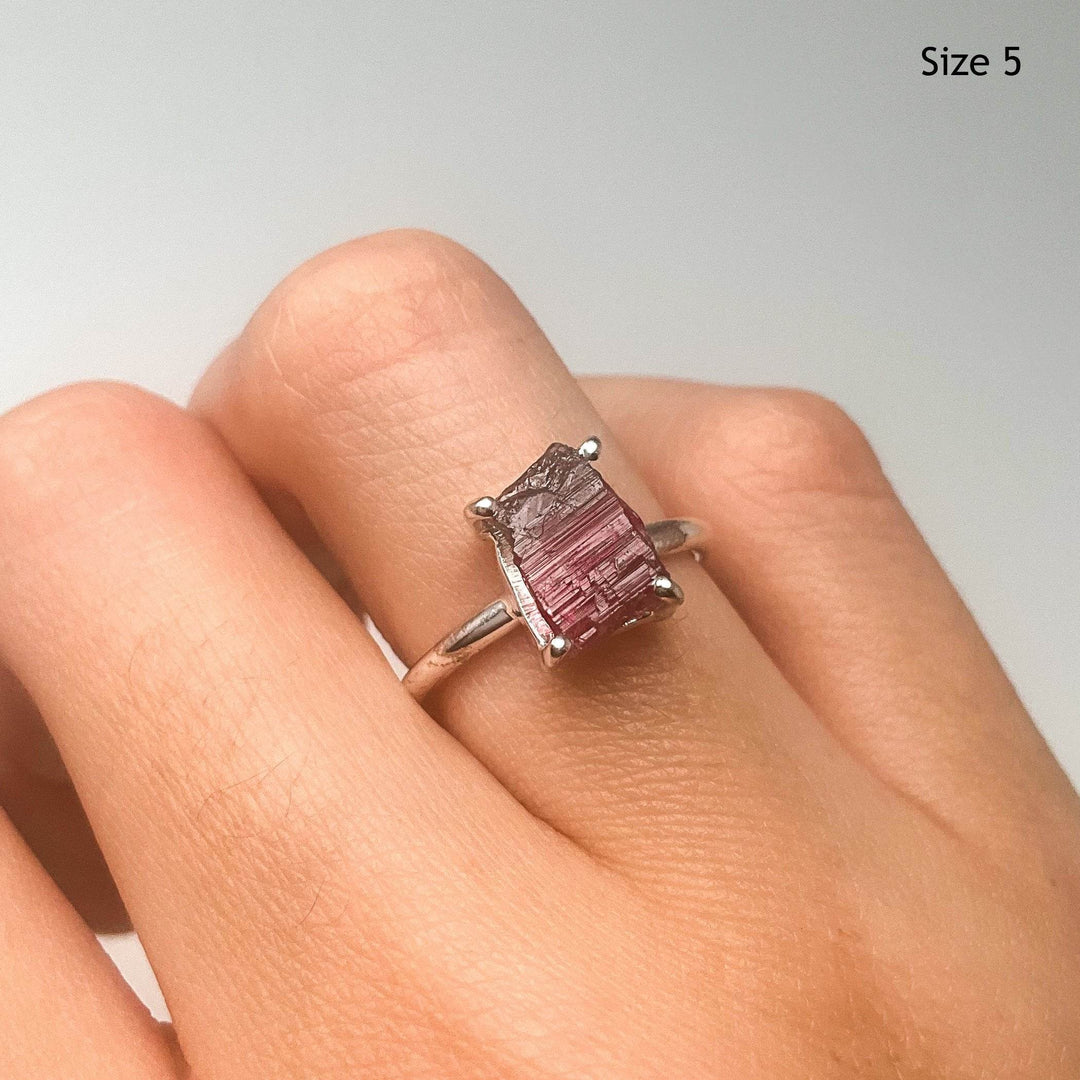 Raw Pink Tourmaline Ring-Rocks and Gems Canada