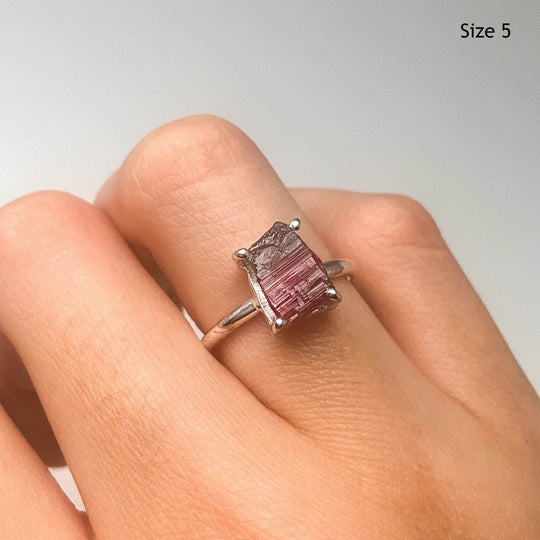 Raw Pink Tourmaline Ring-Rocks and Gems Canada