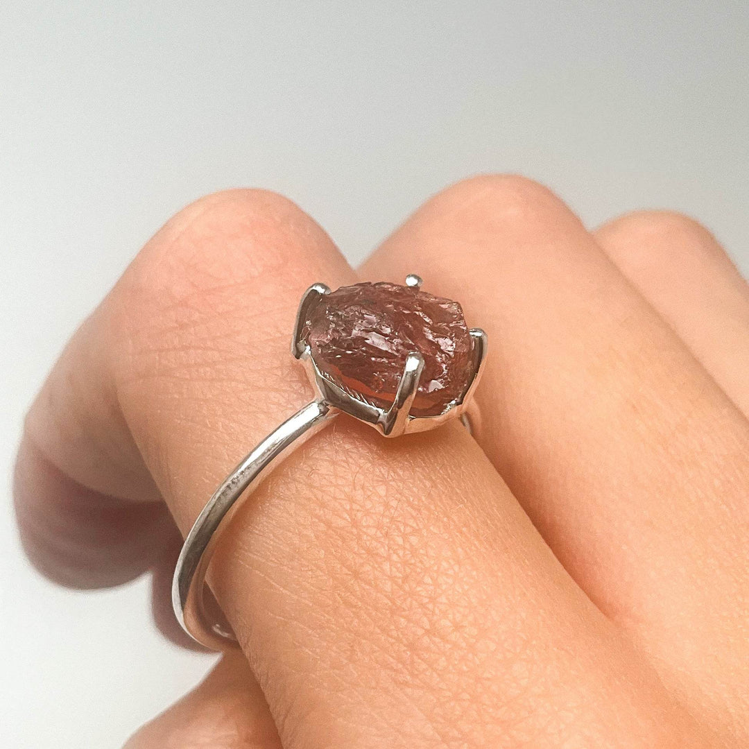 Raw Pink Tourmaline Ring-Rocks and Gems Canada