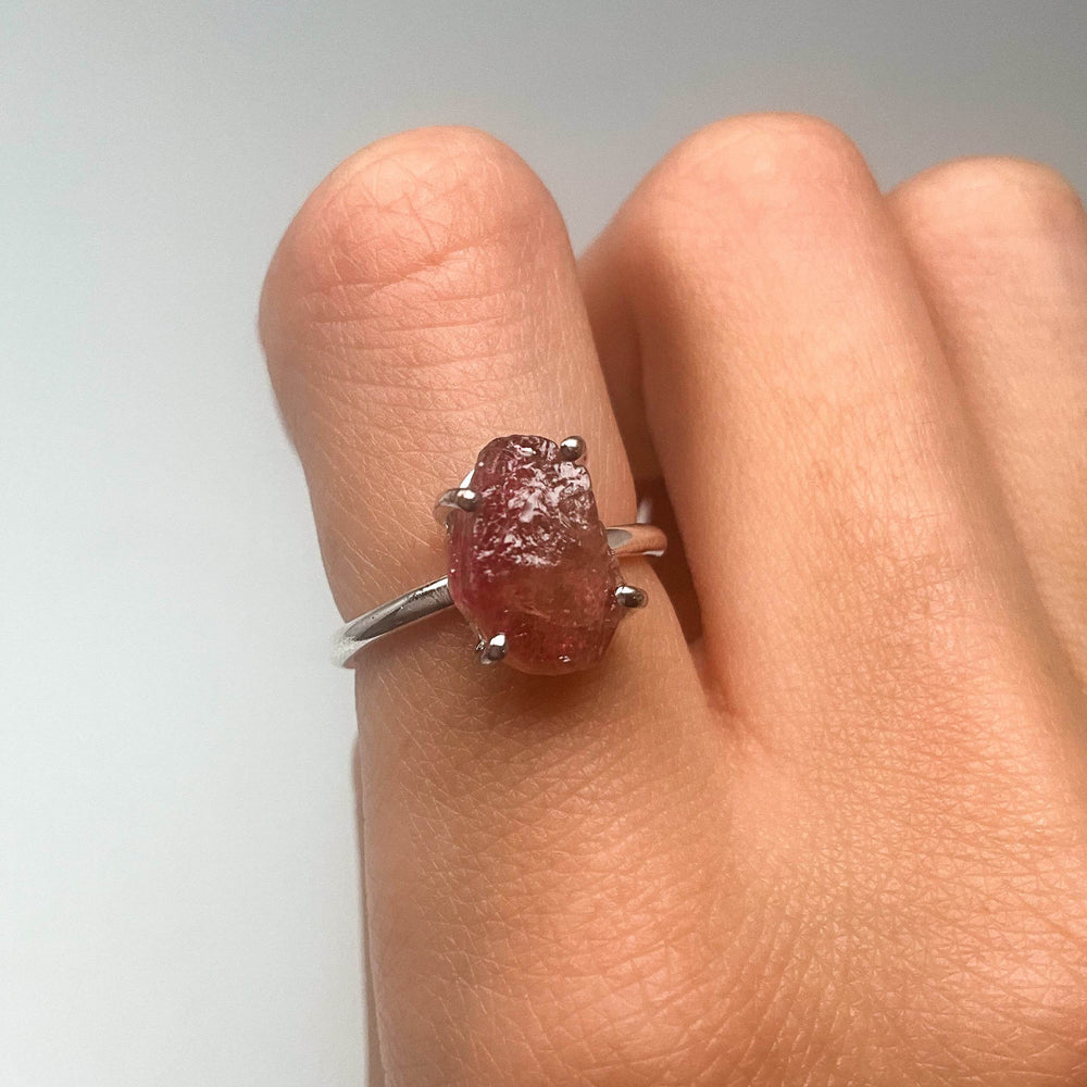 Raw Pink Tourmaline Ring-Rocks and Gems Canada