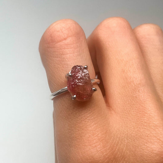 Raw Pink Tourmaline Ring-Rocks and Gems Canada