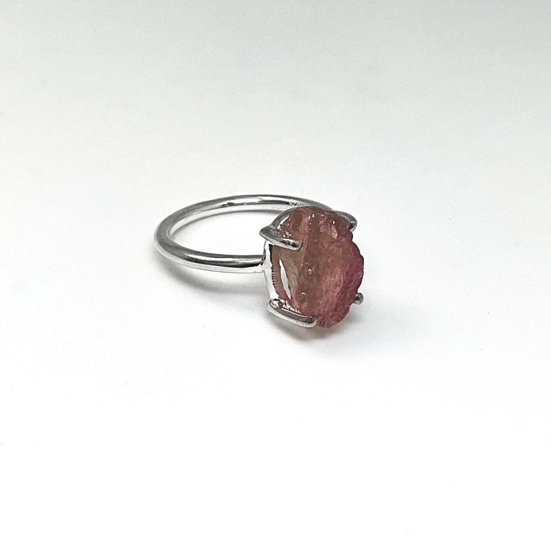 Raw Pink Tourmaline Ring-Rocks and Gems Canada