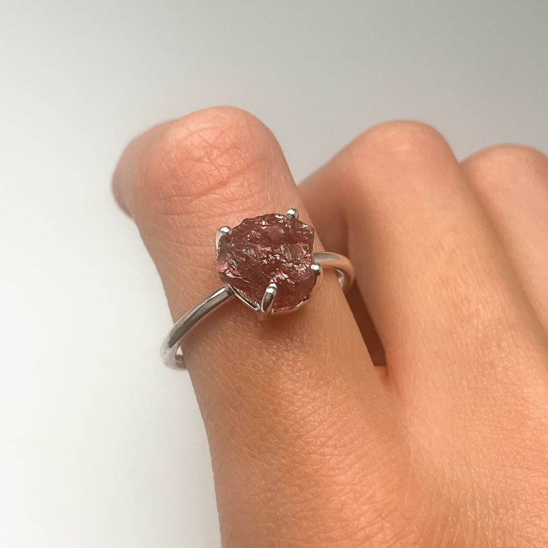 Raw Pink Tourmaline Ring-Rocks and Gems Canada