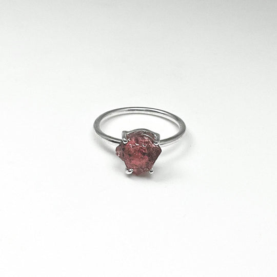 Raw Pink Tourmaline Ring-Rocks and Gems Canada