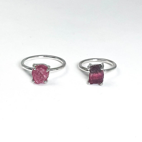 Raw Pink Tourmaline Ring-Rocks and Gems Canada