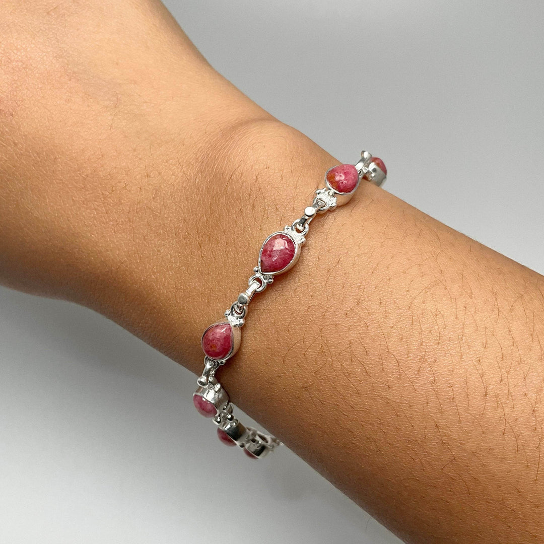 Rhodonite Sterling Silver Bracelet-Rocks and Gems Canada