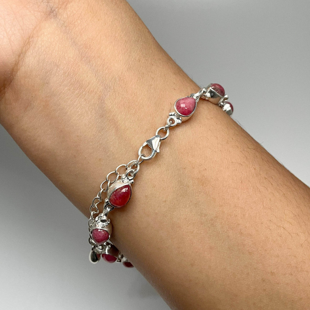 Rhodonite Sterling Silver Bracelet-Rocks and Gems Canada