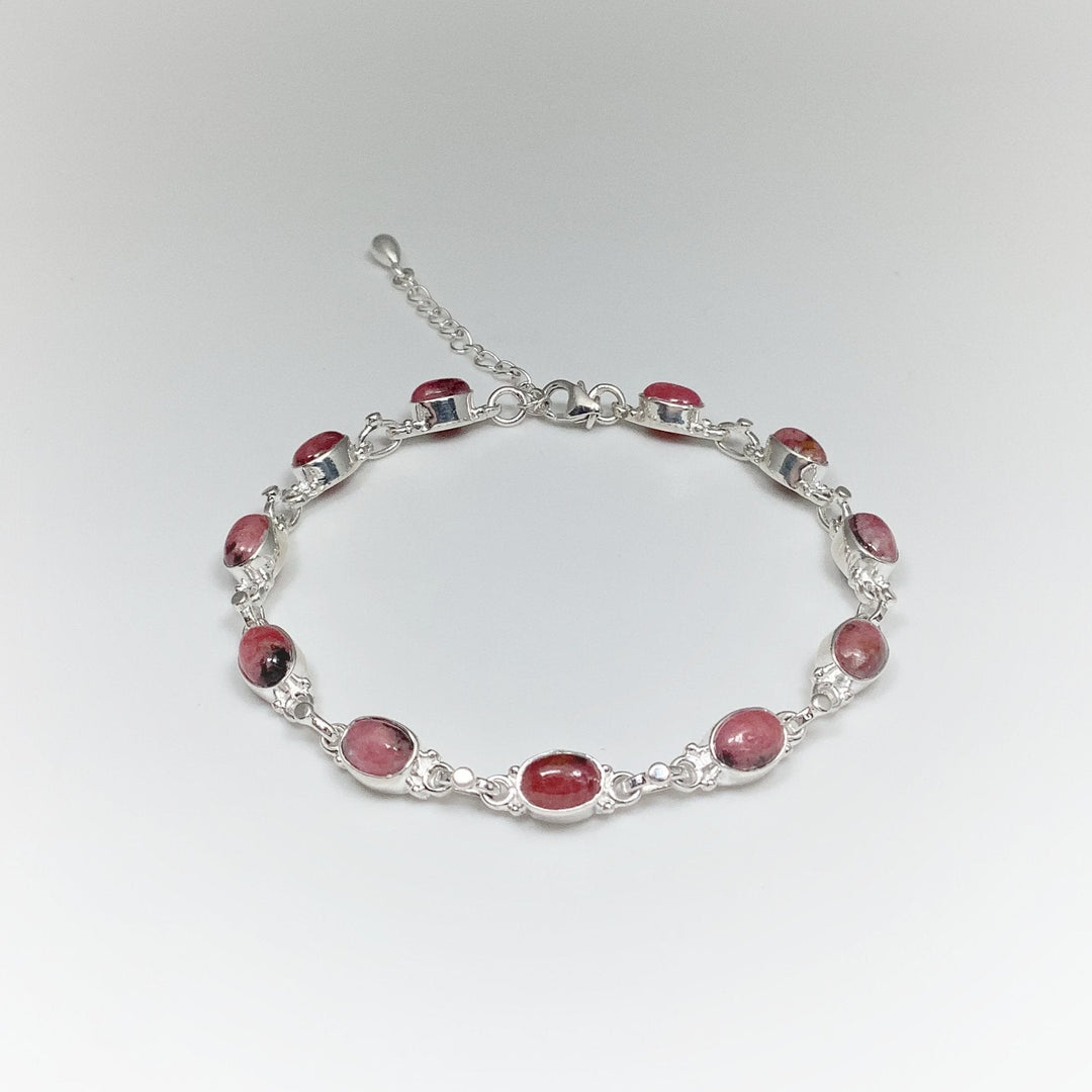 Rhodonite Sterling Silver Bracelet - Rocks and Gems Canada