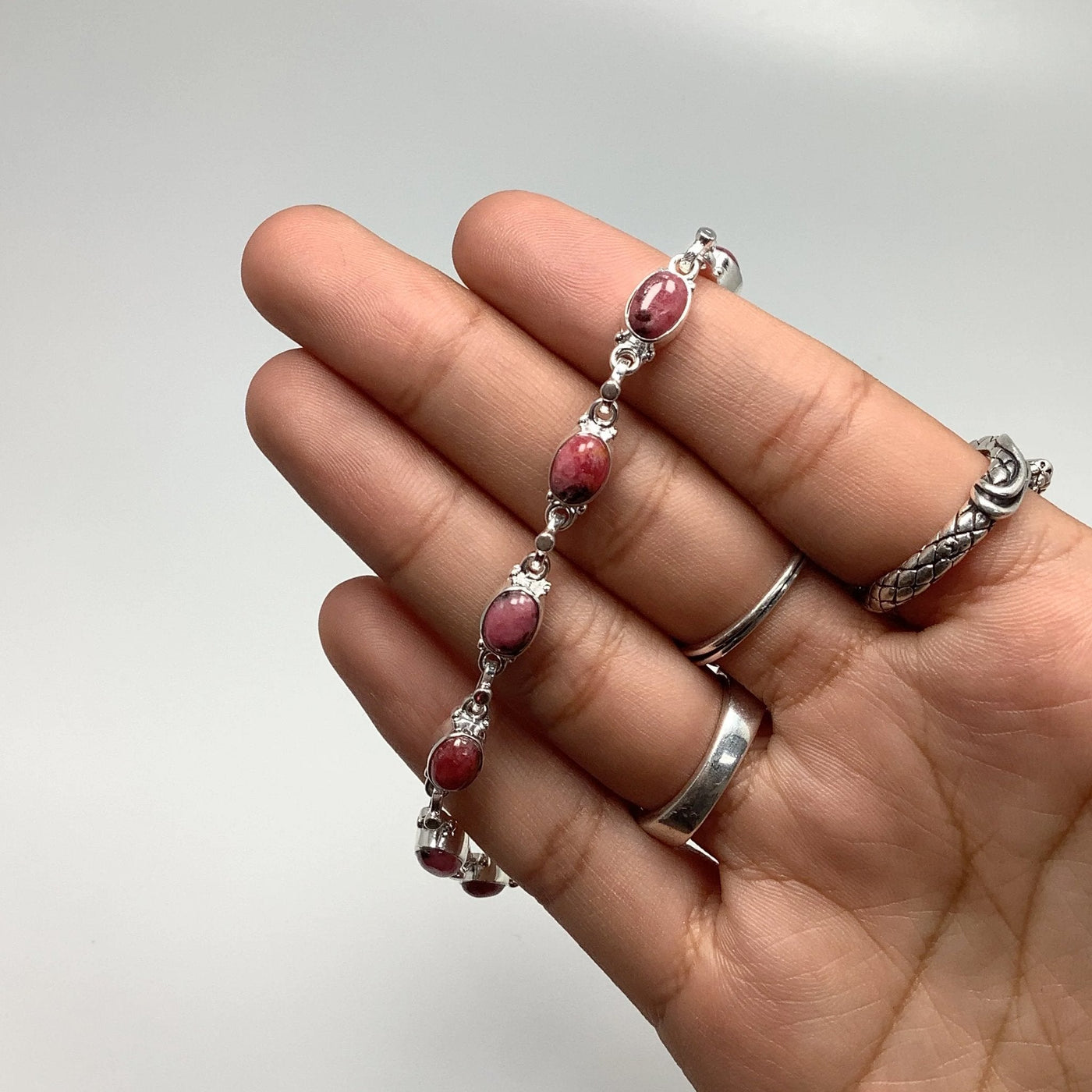 Rhodonite Sterling Silver Bracelet