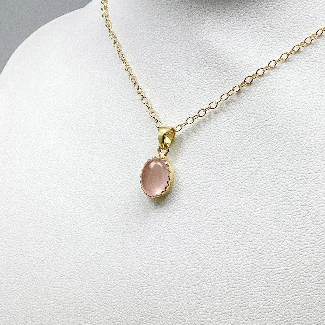 Rose Quartz Gold Finish Pendant-Rocks and Gems Canada