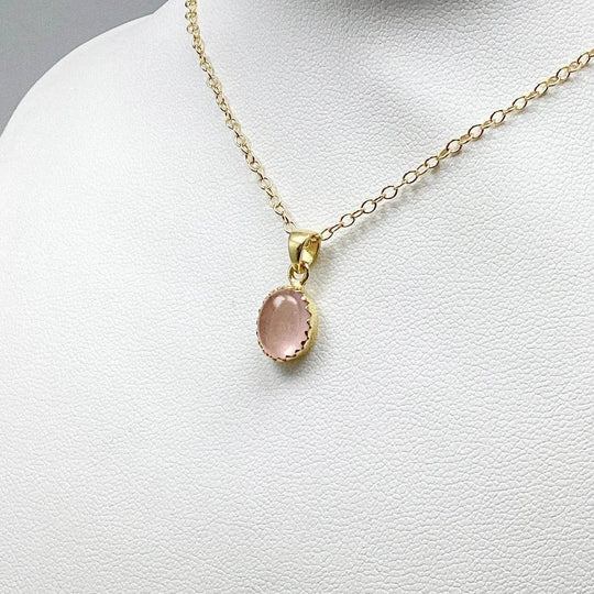 Rose Quartz Gold Finish Pendant-Rocks and Gems Canada