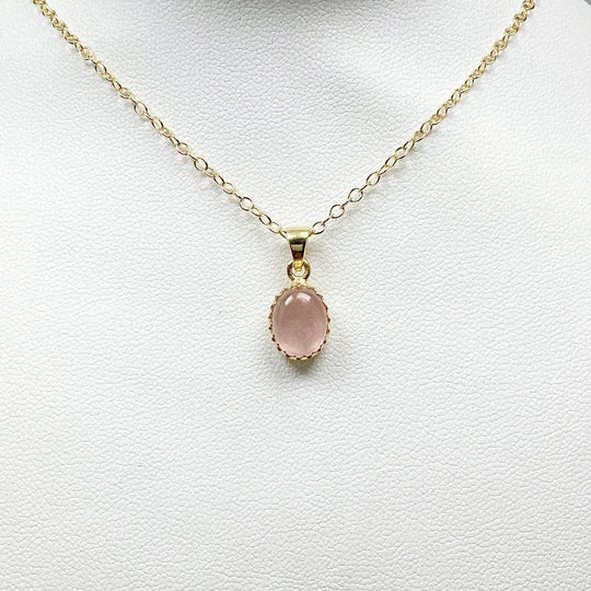 Rose Quartz Gold Finish Pendant-Rocks and Gems Canada
