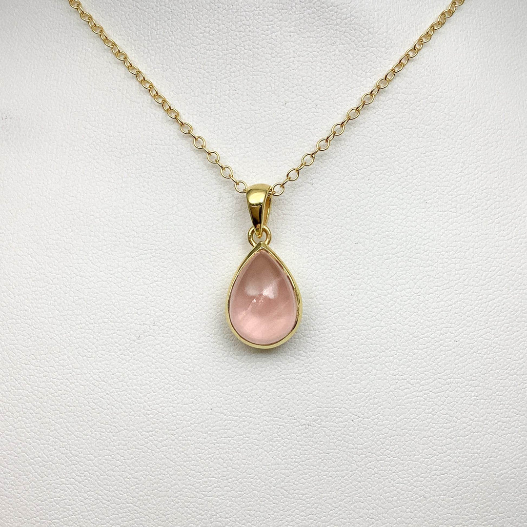 Rose Quartz Gold Finish Pendant-Rocks and Gems Canada