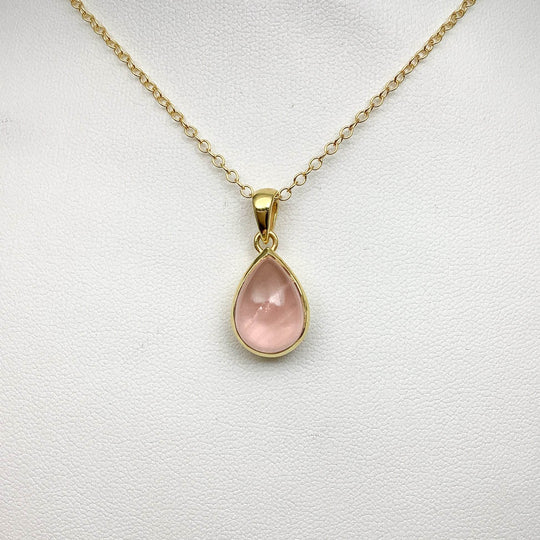 Rose Quartz Gold Finish Pendant-Rocks and Gems Canada