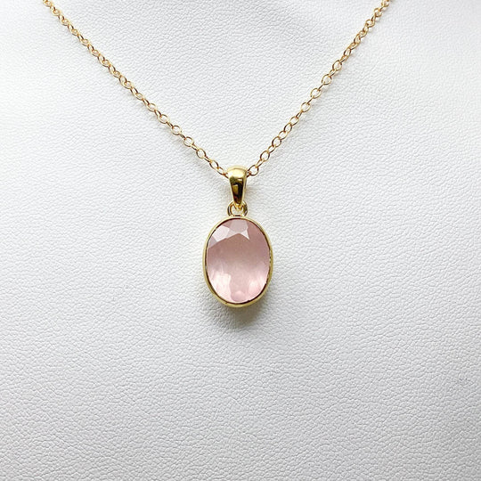 Rose Quartz Gold Finish Pendant-Rocks and Gems Canada