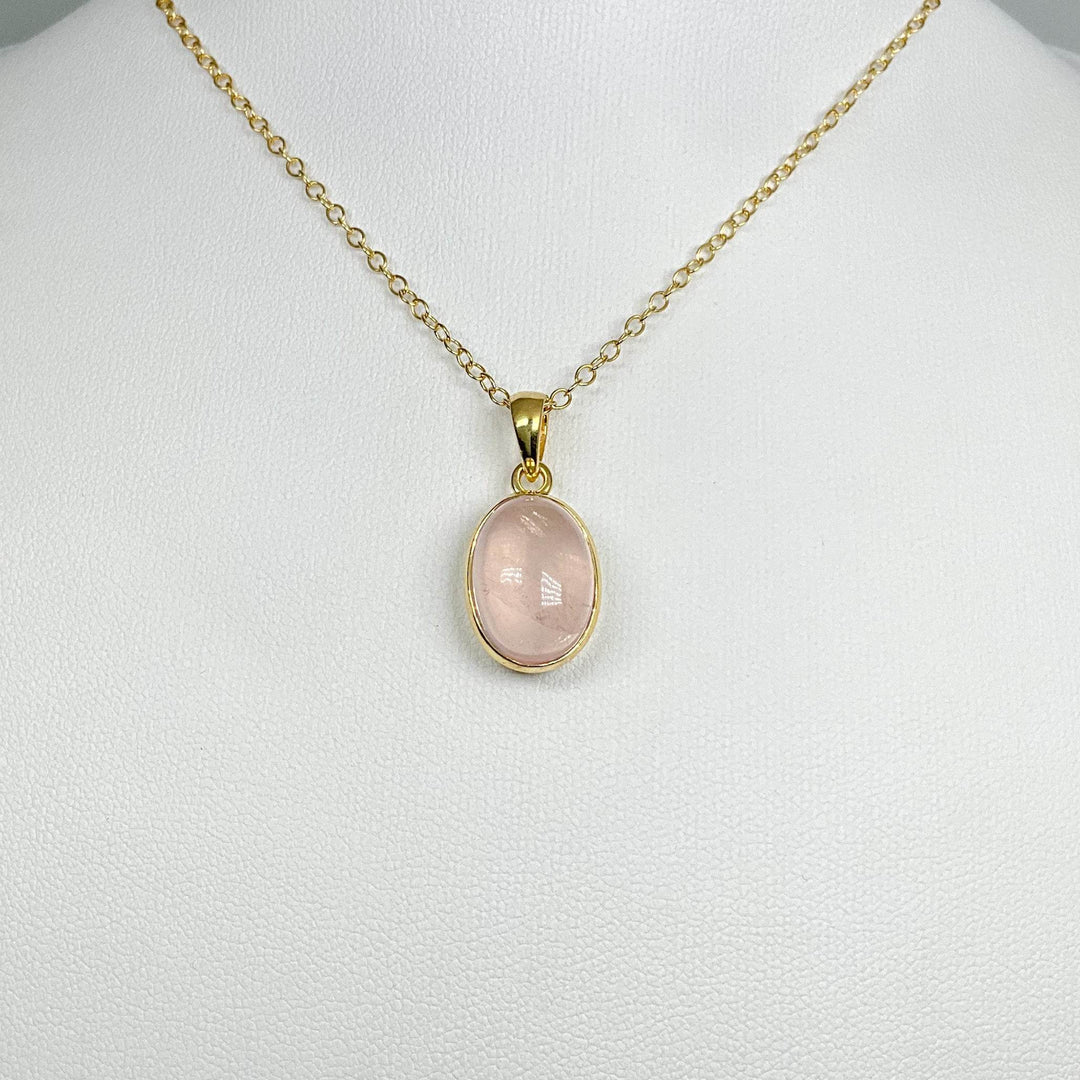 Rose Quartz Gold Finish Pendant-Rocks and Gems Canada