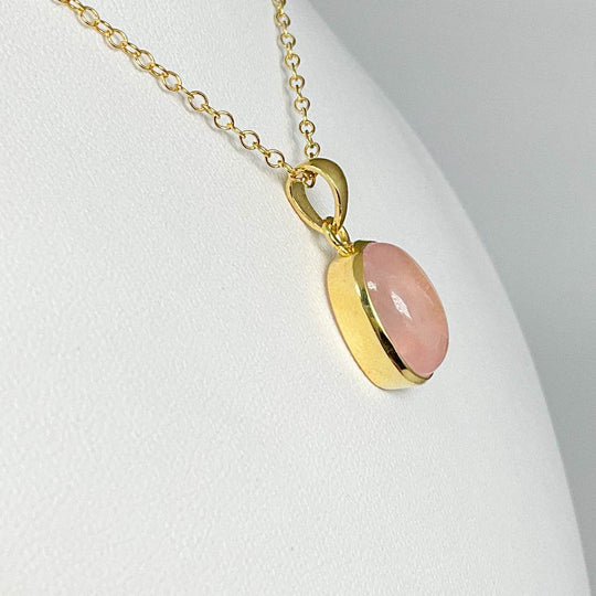 Rose Quartz Gold Finish Pendant-Rocks and Gems Canada