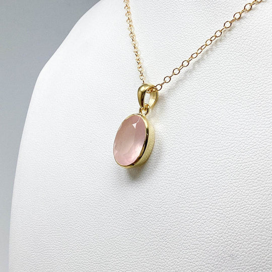 Rose Quartz Gold Finish Pendant-Rocks and Gems Canada