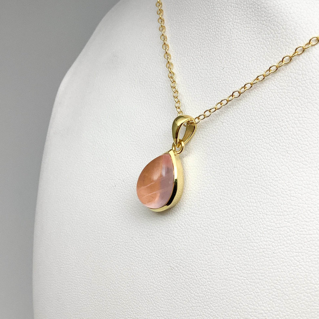 Rose Quartz Gold Finish Pendant-Rocks and Gems Canada