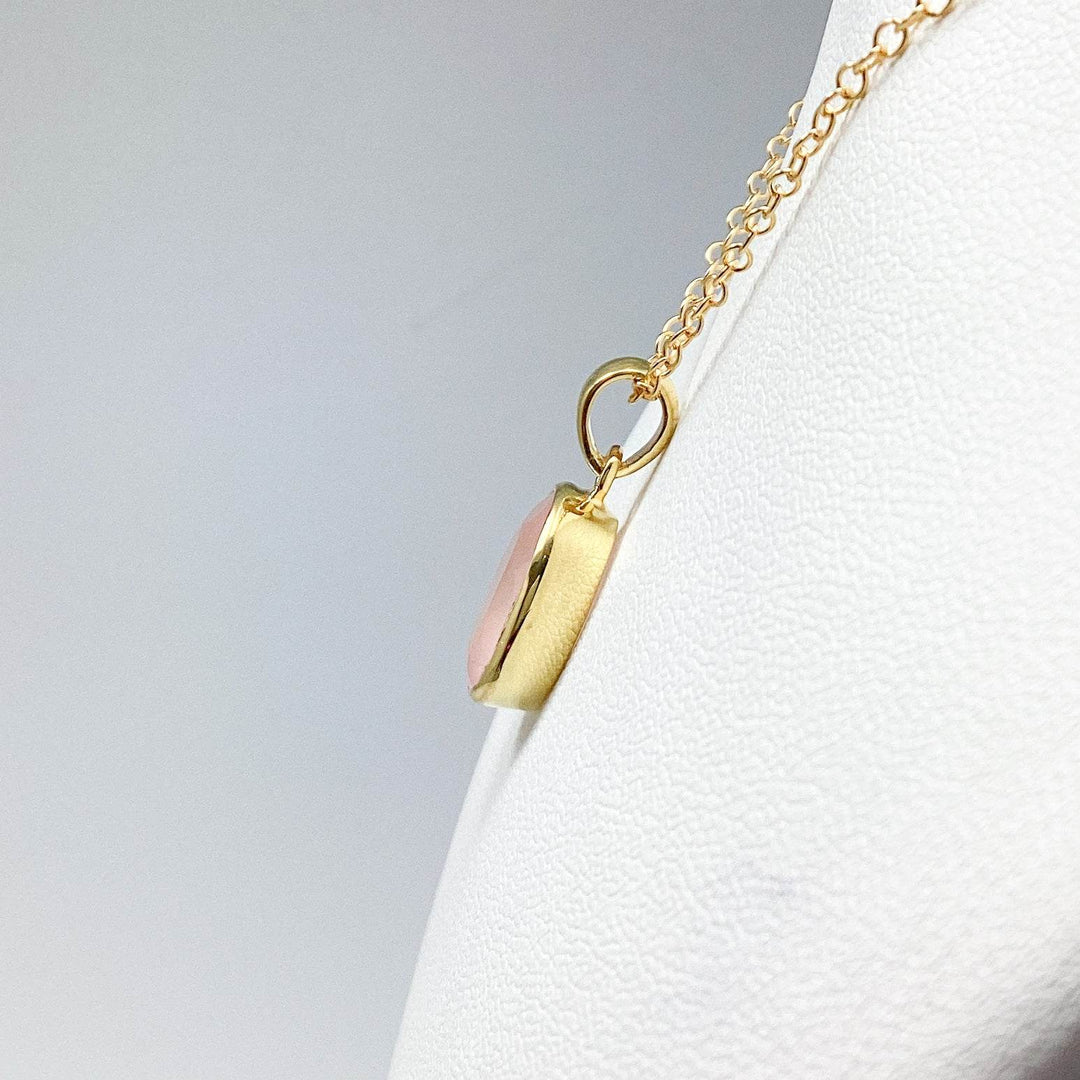 Rose Quartz Gold Finish Pendant-Rocks and Gems Canada