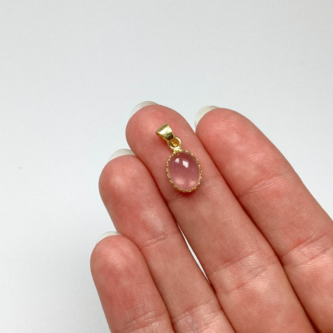 Rose Quartz Gold Finish Pendant-Rocks and Gems Canada