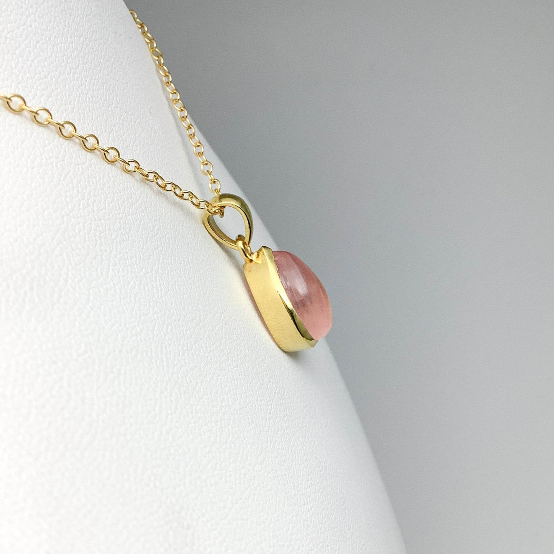 Rose Quartz Gold Finish Pendant-Rocks and Gems Canada