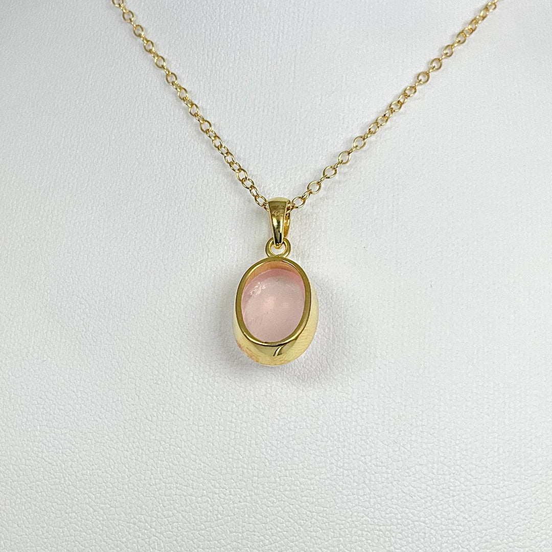 Rose Quartz Gold Finish Pendant-Rocks and Gems Canada