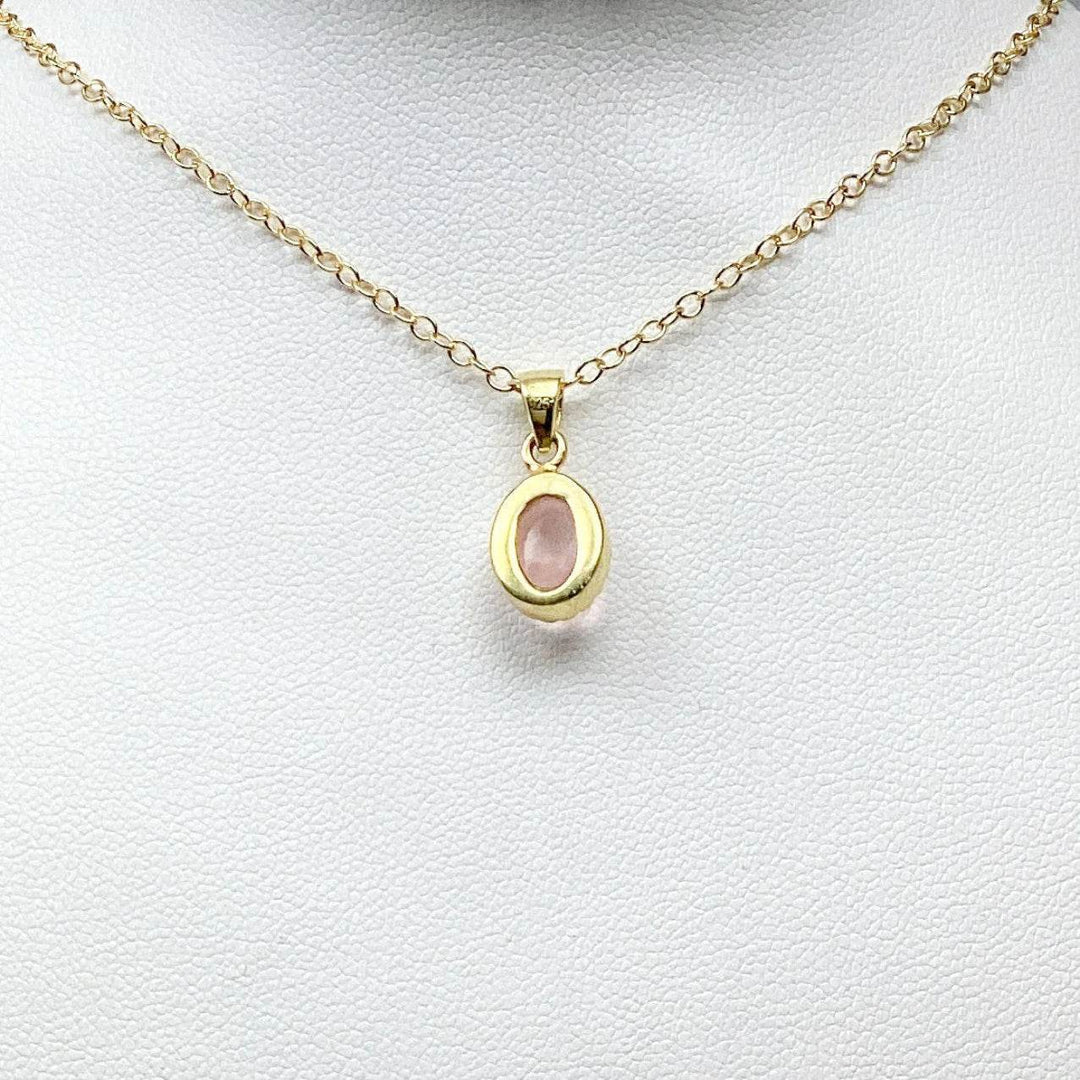 Rose Quartz Gold Finish Pendant-Rocks and Gems Canada