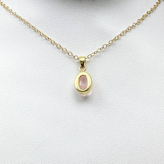 Rose Quartz Gold Finish Pendant-Rocks and Gems Canada