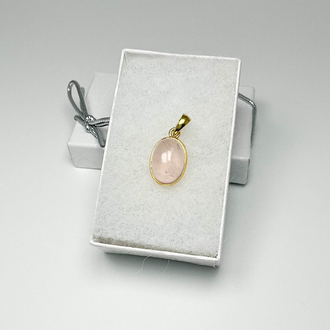 Rose Quartz Gold Finish Pendant-Rocks and Gems Canada