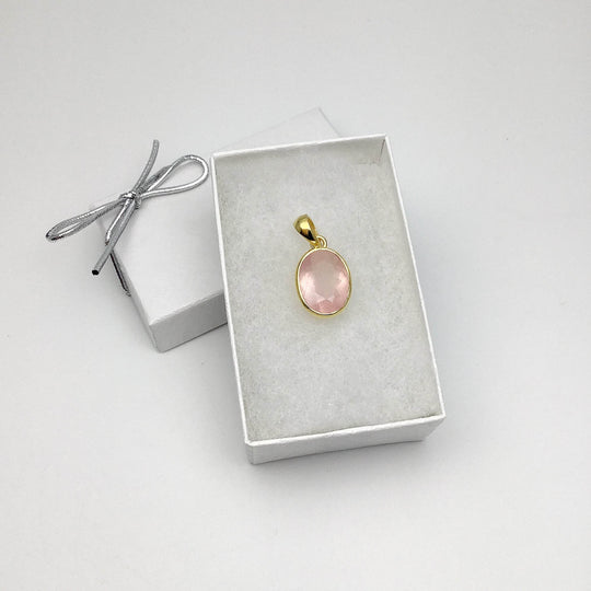 Rose Quartz Gold Finish Pendant-Rocks and Gems Canada