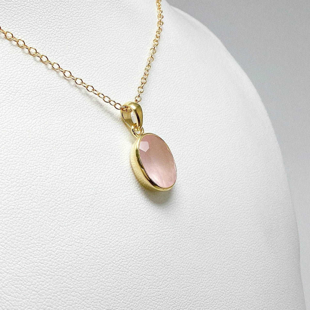 Rose Quartz Gold Finish Pendant-Rocks and Gems Canada