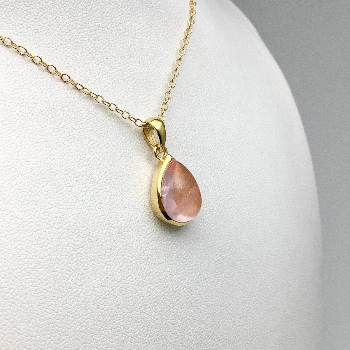 Rose Quartz Gold Finish Pendant-Rocks and Gems Canada
