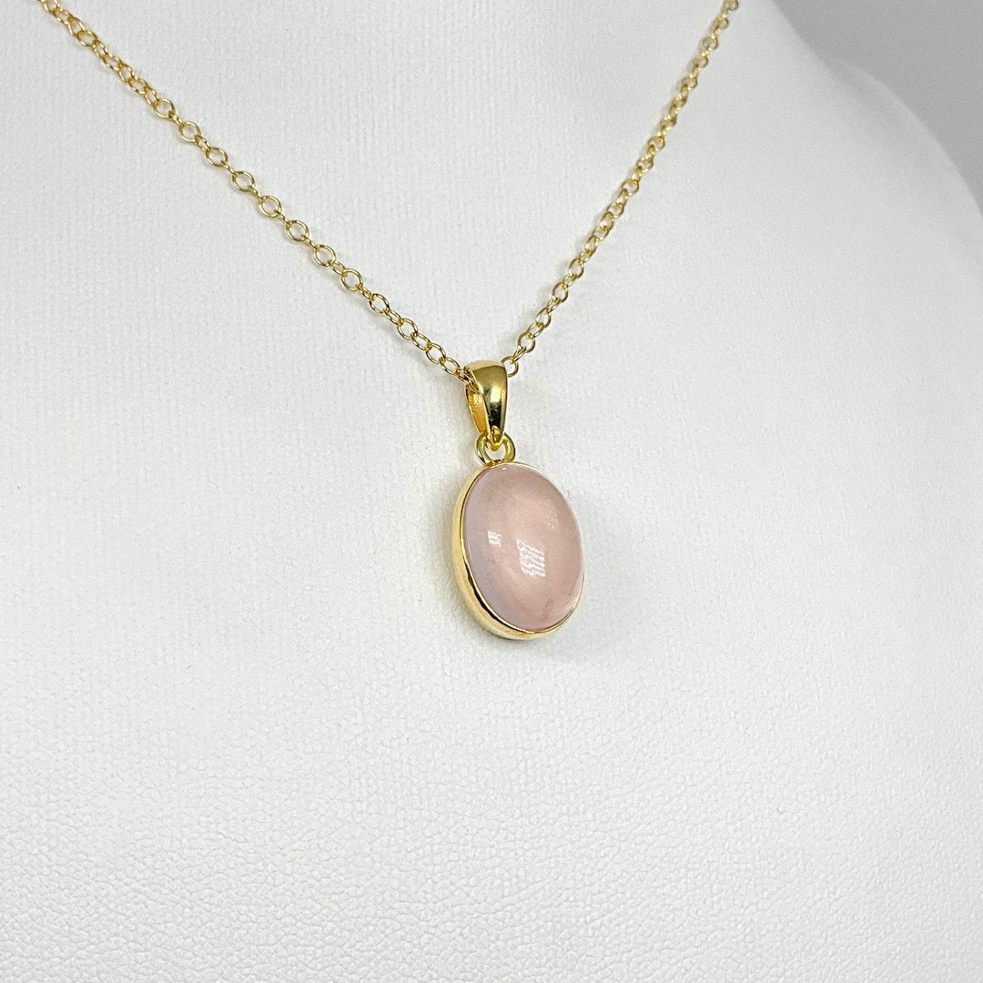 Rose Quartz Gold Finish Pendant-Rocks and Gems Canada