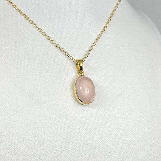 Rose Quartz Gold Finish Pendant-Rocks and Gems Canada