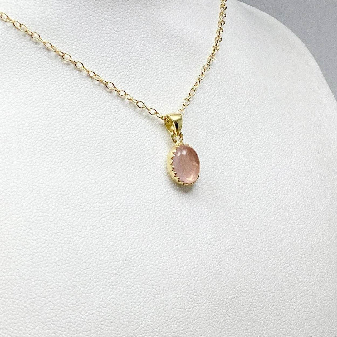 Rose Quartz Gold Finish Pendant-Rocks and Gems Canada