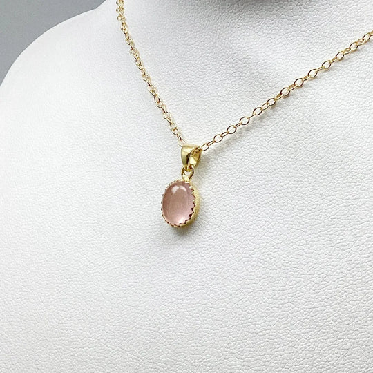 Rose Quartz Gold Finish Pendant - Rocks and Gems Canada