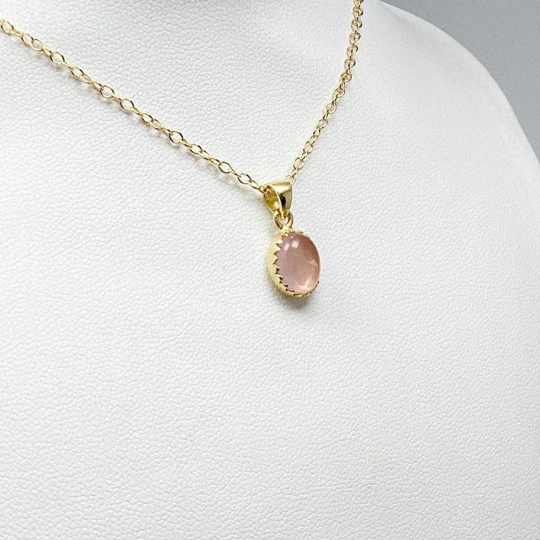 Rose Quartz Gold Finish Pendant - Rocks and Gems Canada