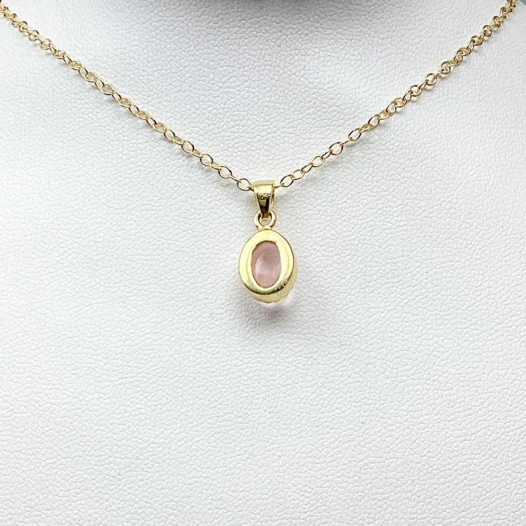 Rose Quartz Gold Finish Pendant - Rocks and Gems Canada