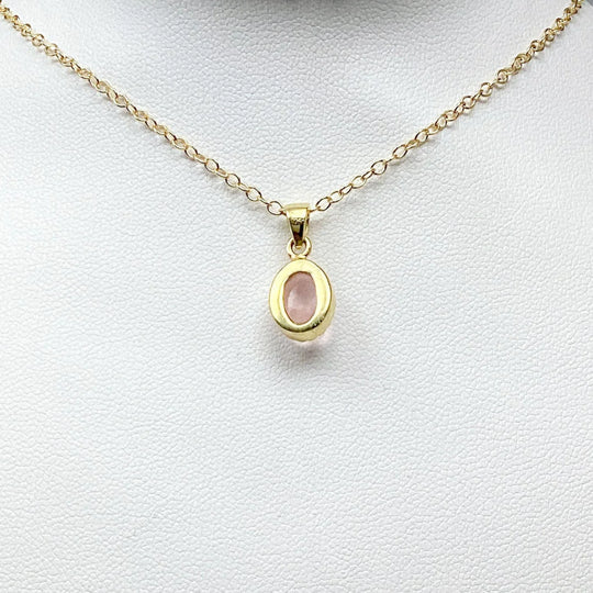 Rose Quartz Gold Finish Pendant - Rocks and Gems Canada