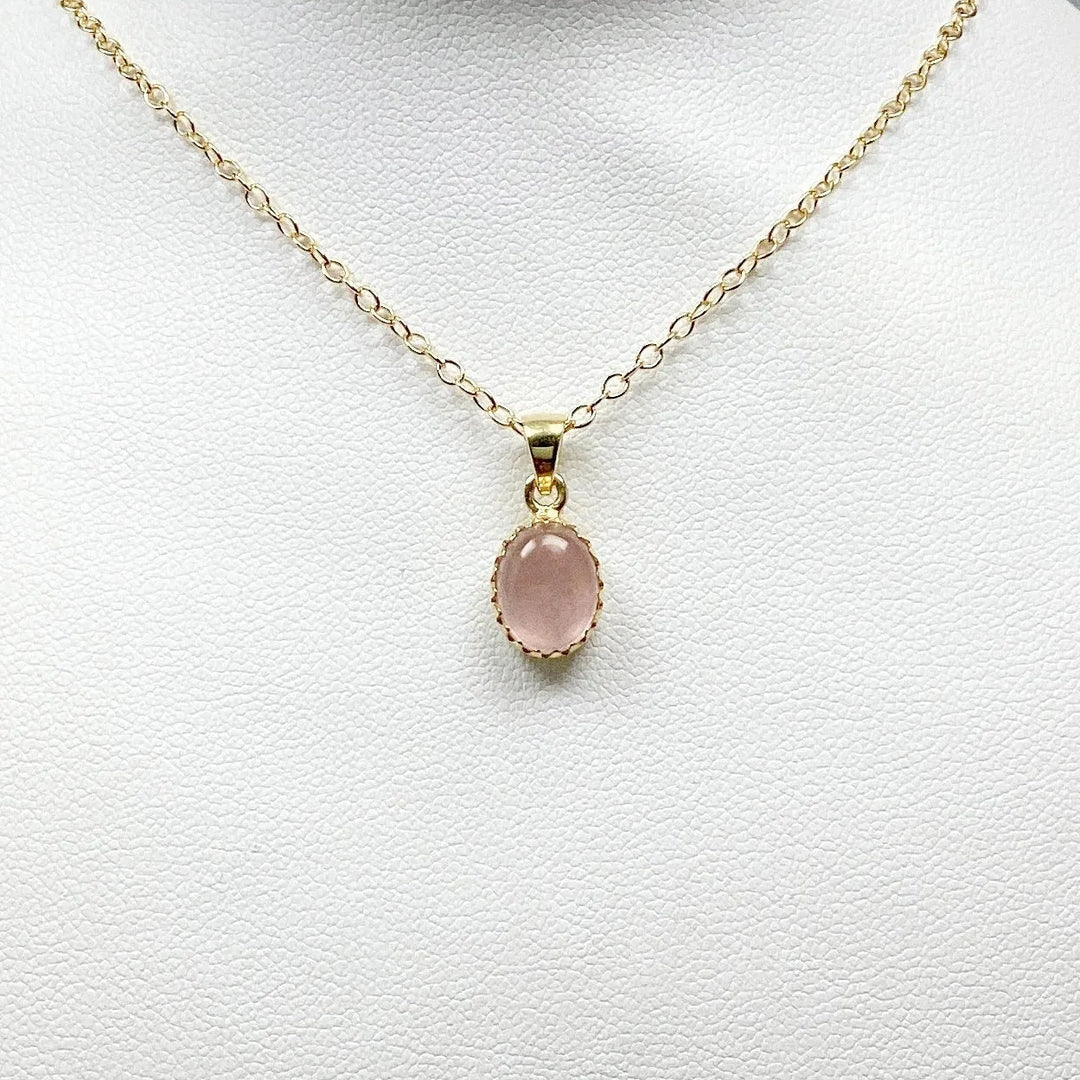 Rose Quartz Gold Finish Pendant - Rocks and Gems Canada