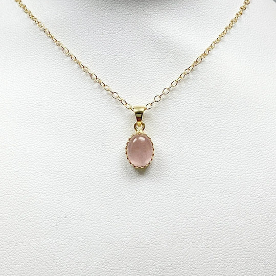 Rose Quartz Gold Finish Pendant - Rocks and Gems Canada